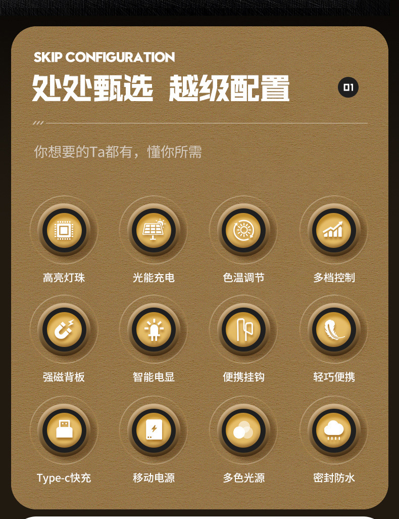 Cross-border new solar outdoor camping lighting tent lamp, rechargeable LED multi-functional magnetic work light pic 19