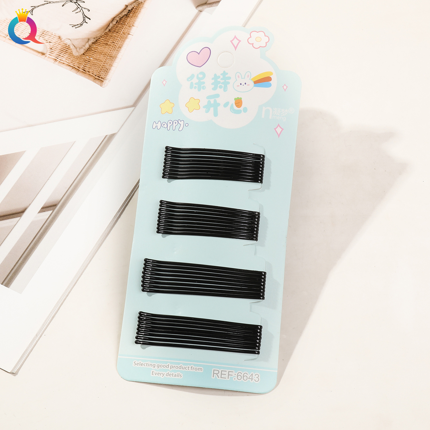 Wholesale of Qiyue Classic black straight clips, durable lacquered hair clips, braided hair clips, broken hair bangs clips and side clips pic 101