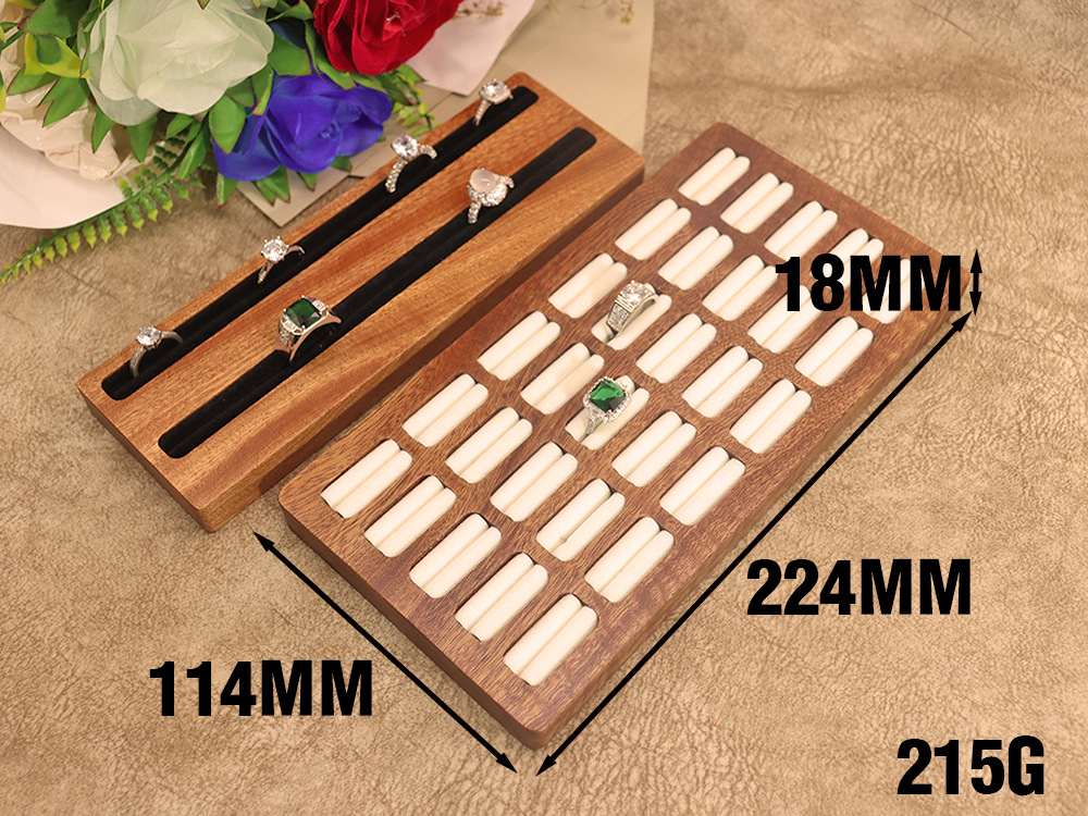 二十位戒指首饰展示托盘实木多卡位钻戒收纳无盖饰品包装礼盒多色详情4