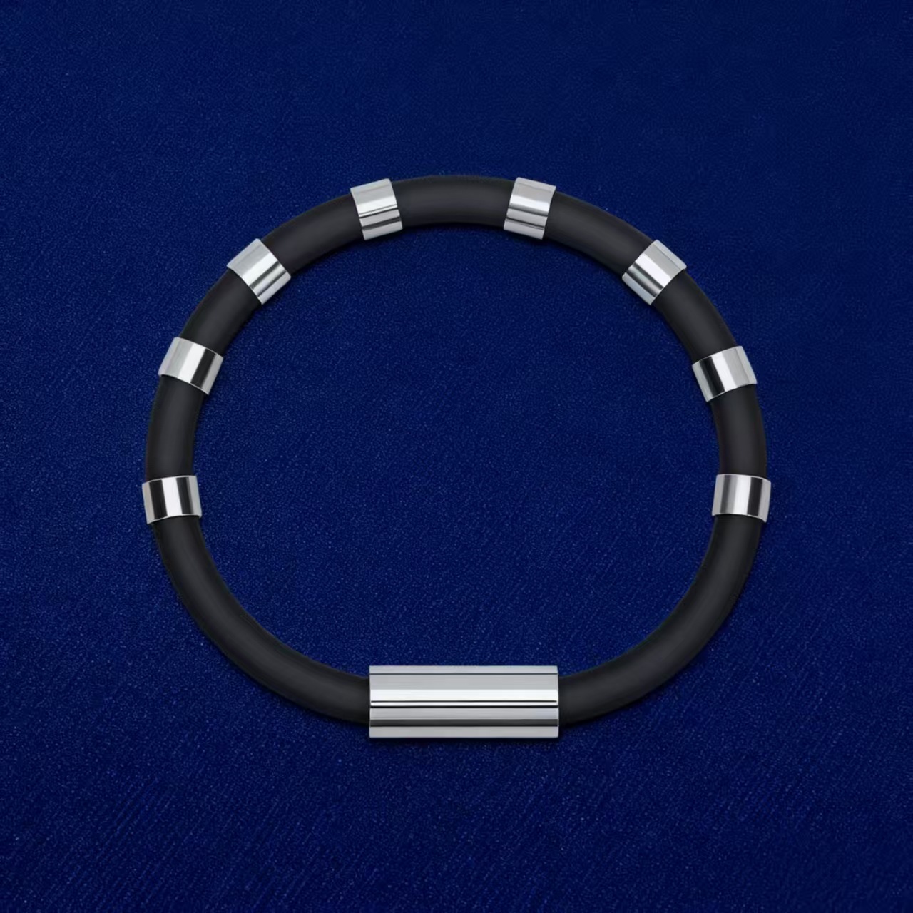 冬季跨境硅胶静电手环八环手环负离子钛钢八环硅胶运动情侣款手饰详情2