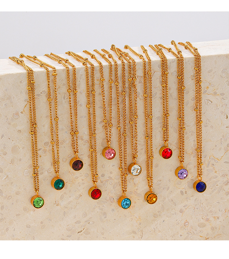 A fashionable and versatile 18K gold stainless steel diamond birthstone necklace for women in the INS style in December from Europe and America pic 5