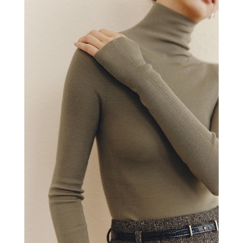 Italian 嵿 luxury 120s washable 160s gold wool 18-needle seamless base knit top for women pic 34