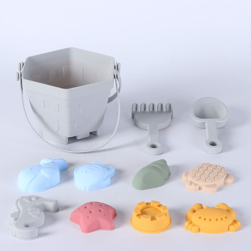 亚马逊爆款硅胶沙滩桶跨境海洋系列手提桶戏水亲子玩沙滩玩具套装详情4