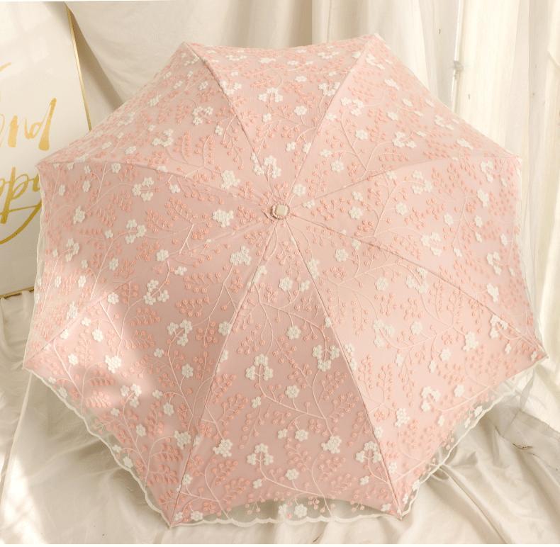 刺绣双层黑胶防晒少女心蕾丝全自动防紫外线晴雨两用遮阳太阳伞详情6