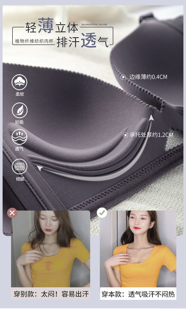 日本镂空轻木棉小胸聚拢显大薄款内衣少女无钢圈无痕调整型文胸罩详情7