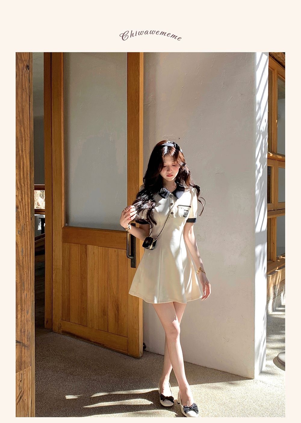 夏季新款设计感时尚POLO领短袖连衣裙女修身显瘦A子裙赫本风短裙详情25