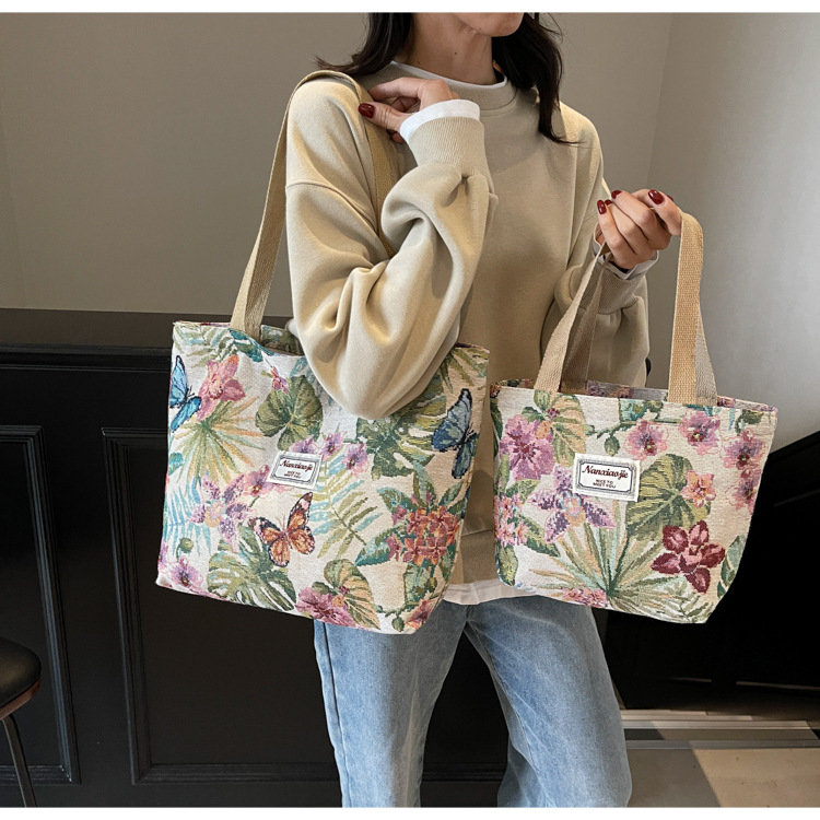 大容量国潮风帆布包包女2025新款通勤托特包女ins大学生上课单肩包详情36