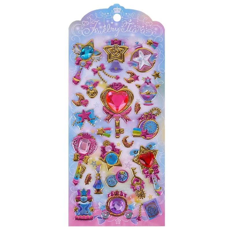 批发彩钻装饰手工贴画镭射女孩公主儿童立体水晶贴宝石钻石贴纸详情6