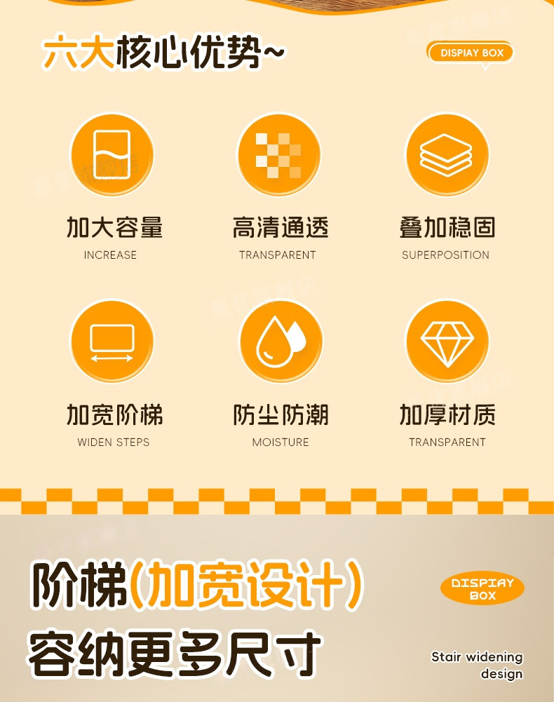 盲盒收纳展示架透明亚克力手办展示柜星星人创意泡泡玛特收纳盒详情2