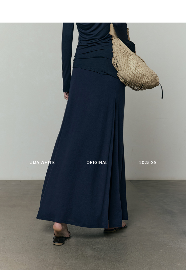 广州十三行女装UMAWHITE档口2025早春新款半身裙女天丝高腰长裙详情17