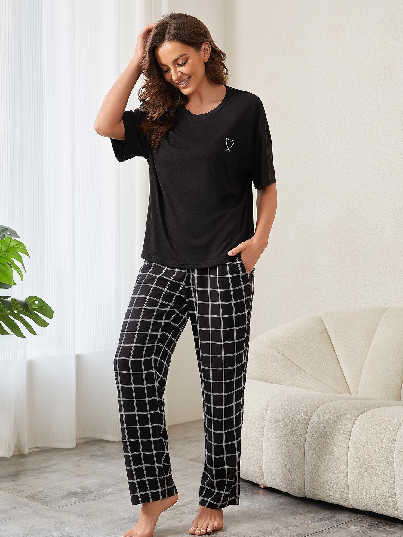 亚马逊跨境欧美睡衣女春夏季薄款短袖长裤家居服套装Wildberries详情7