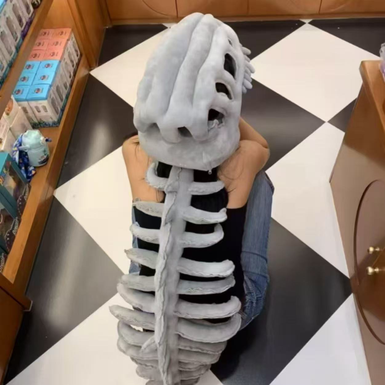 新款恐龙骨架搞怪头套帽子儿童毛绒玩具男生玩偶搞怪骨骼跨境批发详情23