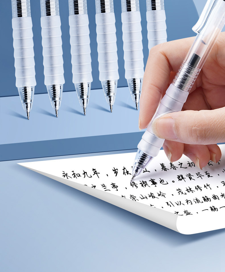 晨光七支排列ST尖速干透明按动笔特细记号笔荧光笔详情2