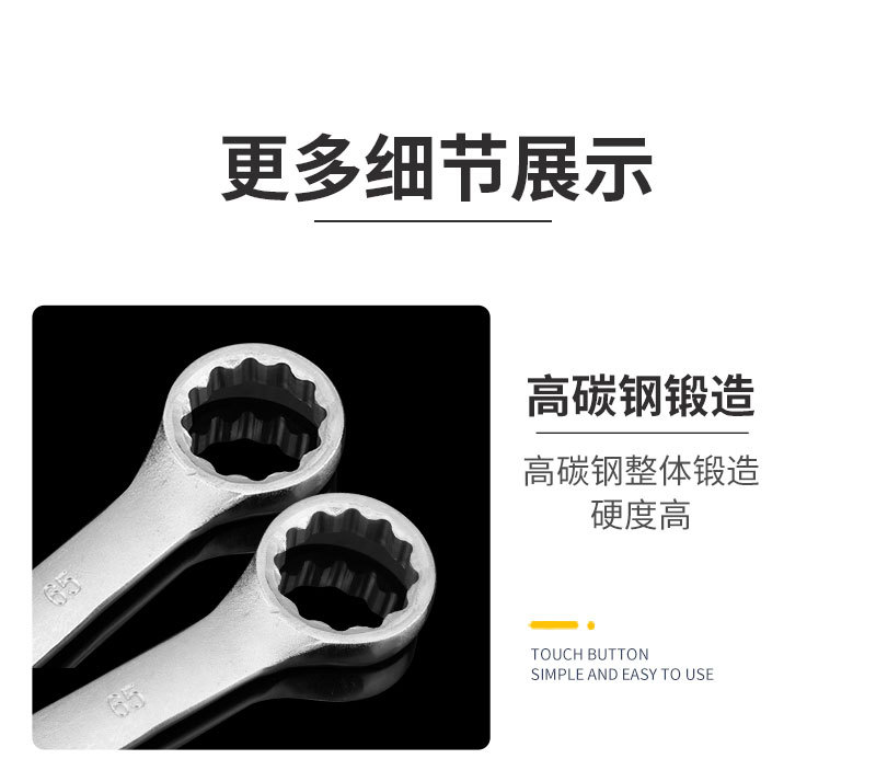 大号两用扳手开口梅花呆扳手33-85mm双头大号梅开两用扳手汽修详情12