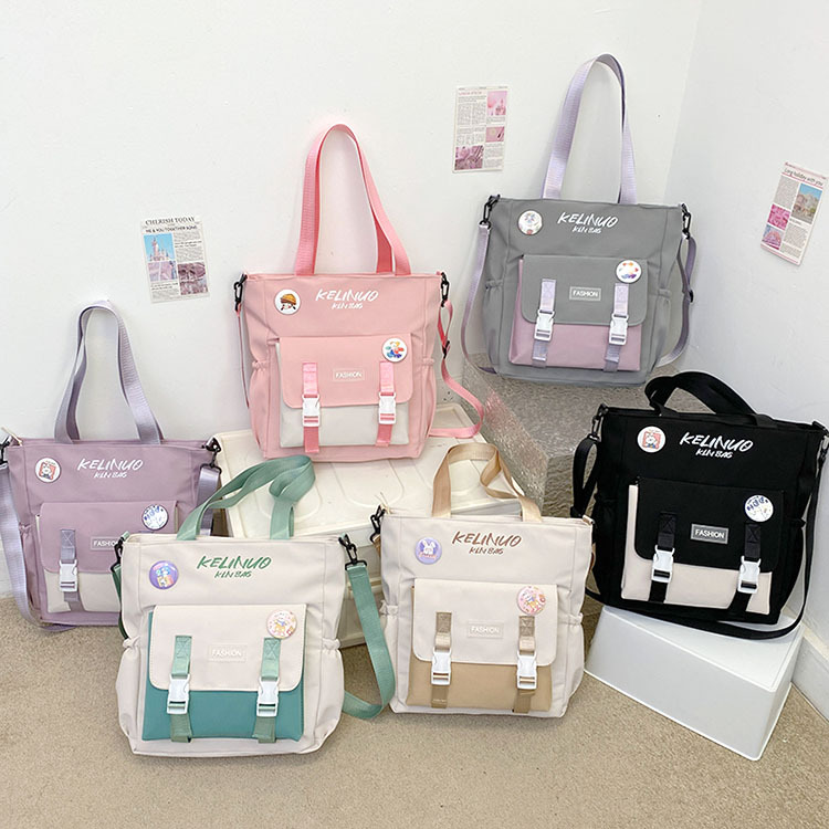 书包女ins森系单肩包学生帆布包清新简约斜挎包大容量装书手提袋详情31