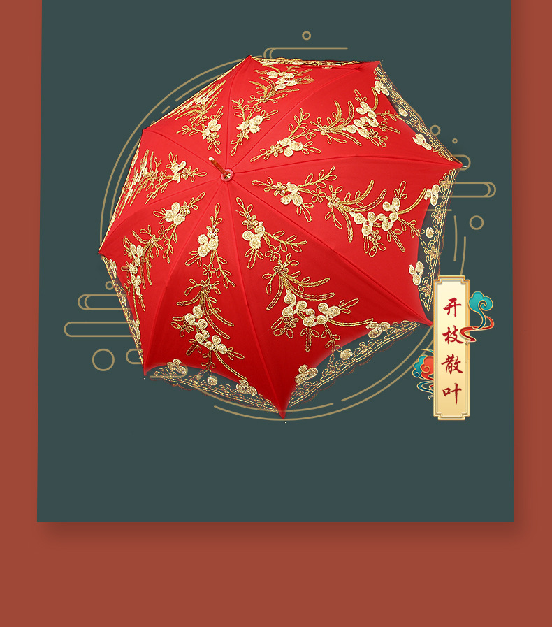 结婚红伞婚伞新娘伞婚庆中式出门红色婚礼伞陪嫁红雨伞轻奢出嫁伞详情16