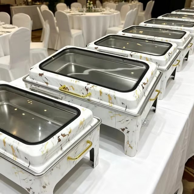 新款不锈钢餐厅酒店婚礼液压大理石保温锅 9L 燃油加热食物保温器详情4