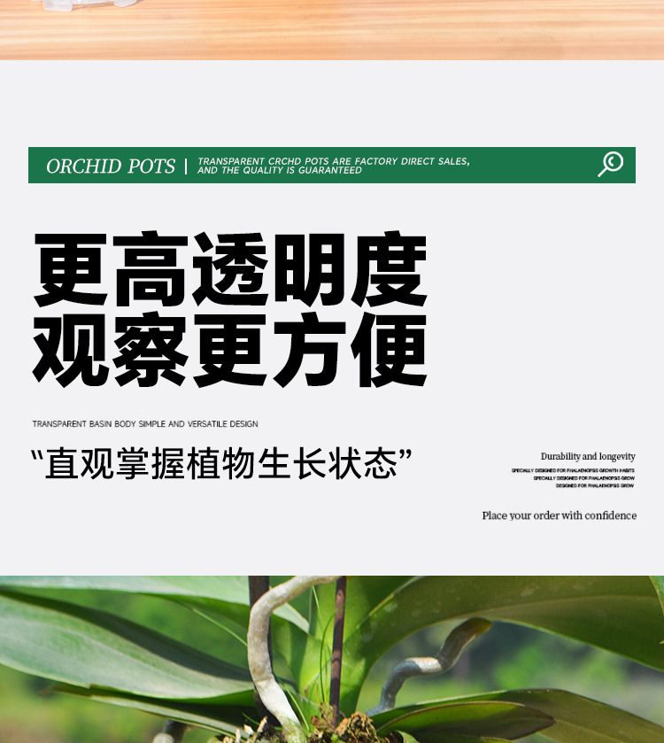 蝴蝶兰专用花盆空气柱透明青山盆特大号大口径塑料圆形桌面高花盆详情7