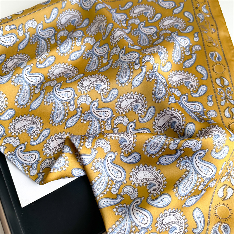 National trend peony flower small silk scarf, spring and summer satin versatile scarf, thin sun-protective headscarf, 70cm faux silk square scarf pic 20