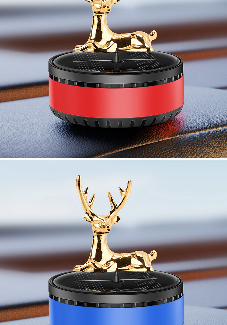 New car aroma diffuser, safe journey, creative deer car decoration, solar car perfume display on the center console pic 18