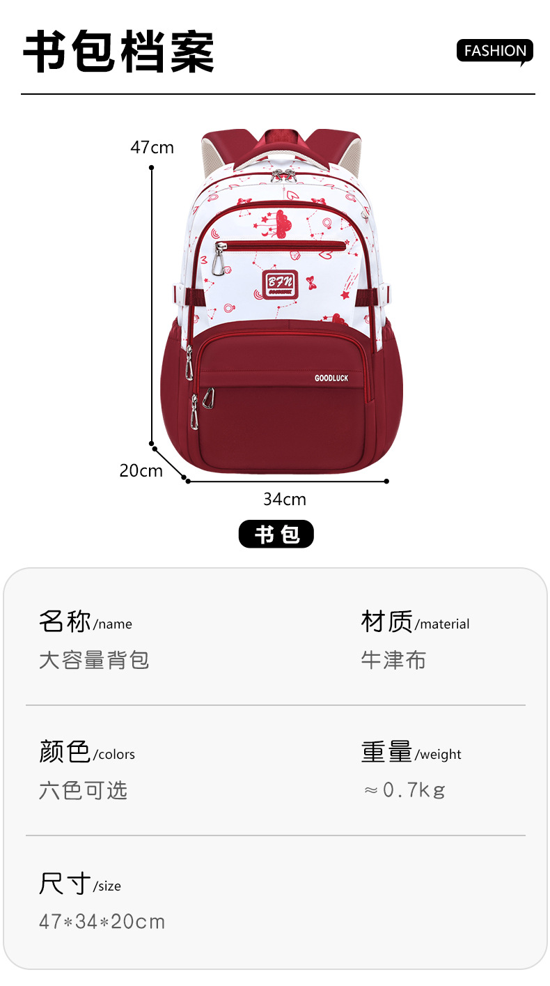 25新款书包初中生女减负小学生双肩背包高中大学生大容量旅游出行详情4