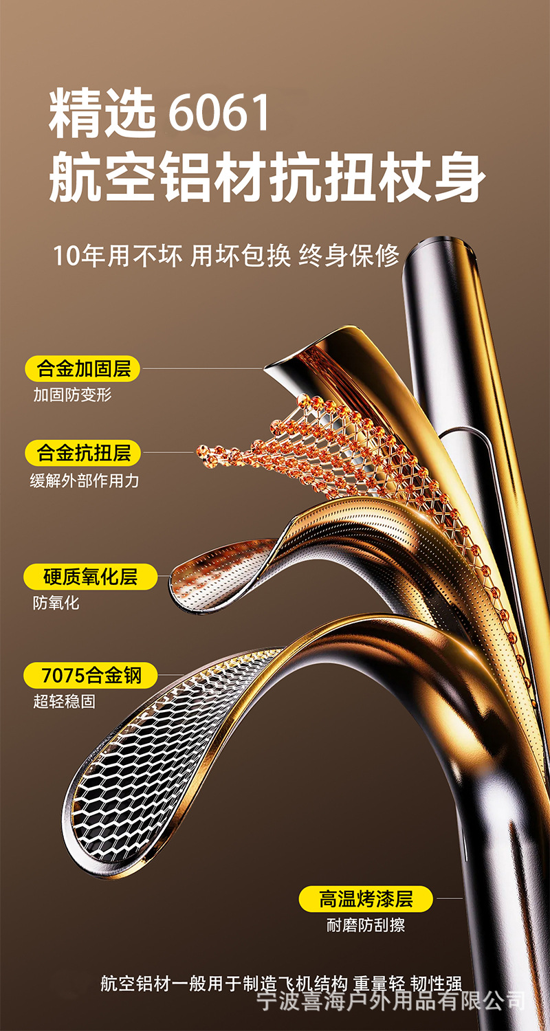 7075折叠登山杖铝合金专业碳素爬山手杖五节外锁便携式拐杖自驾游详情3