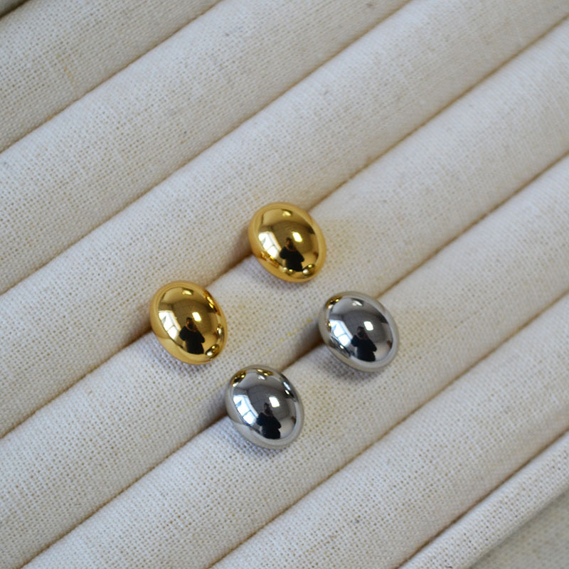 日韩小众简约椭圆黄铜镀金冷淡风时尚气质百搭高级感925银针耳钉详情2