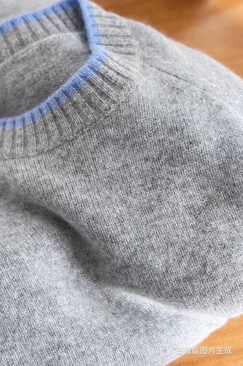 秋冬新款加厚舒适软糯拼色圆领女士短款针织毛衣100全羊毛套头衫详情6