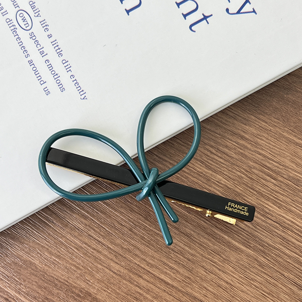 简约ins风交叉蝴蝶结夹子醋酸材质刘海夹高级感侧边碎发一字夹详情6