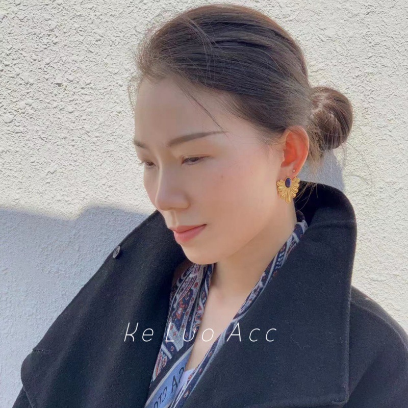 原创天然宝石耳环欧美精致复古耳饰轻奢高级感小众翅膀水滴耳环女详情30