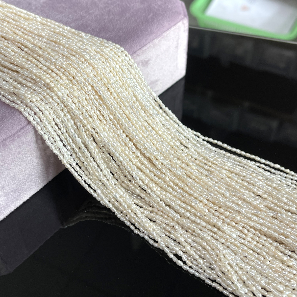 1.8-2mm extremely fine blemish super strong light natural fresh water millet bead necklace baby semi-finished product can be diy pic 2