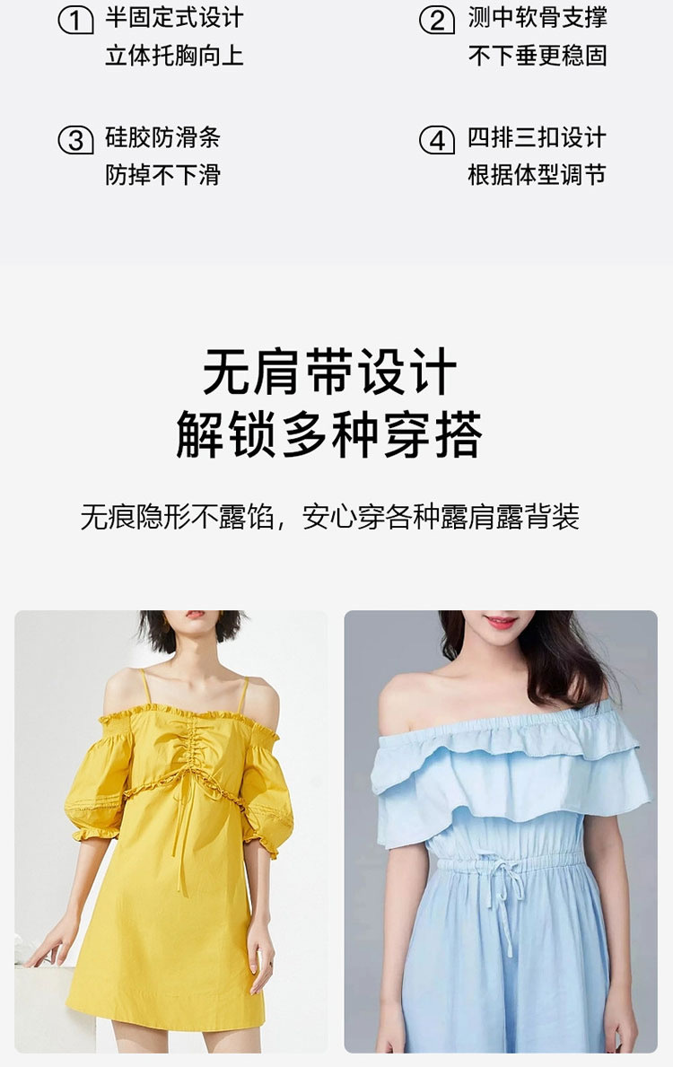 超级稳 无肩带内衣女暴汗狂走不掉抹胸无痕裹胸防走光文胸罩正品详情10