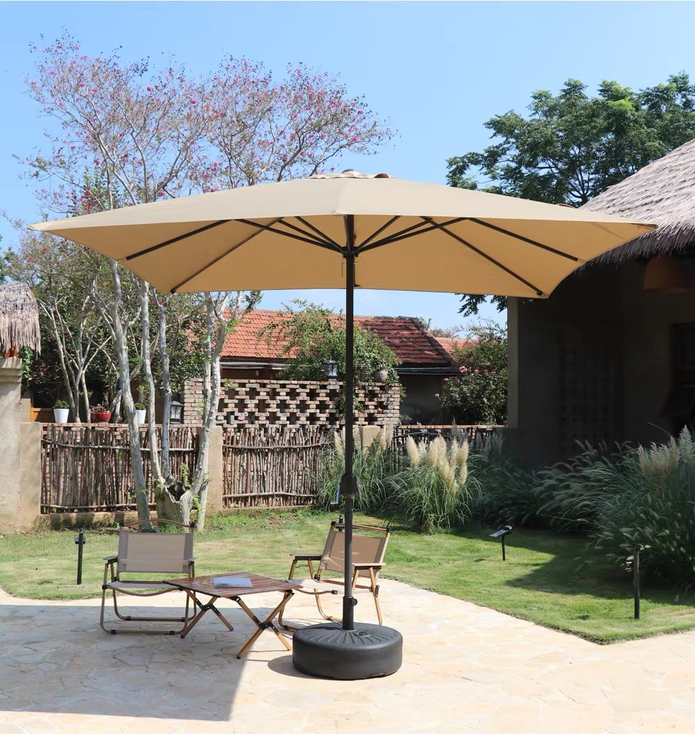 Outdoor sunshade umbrella with rubber base, large umbrella, sun protection and UV protection patio umbrella pic 1