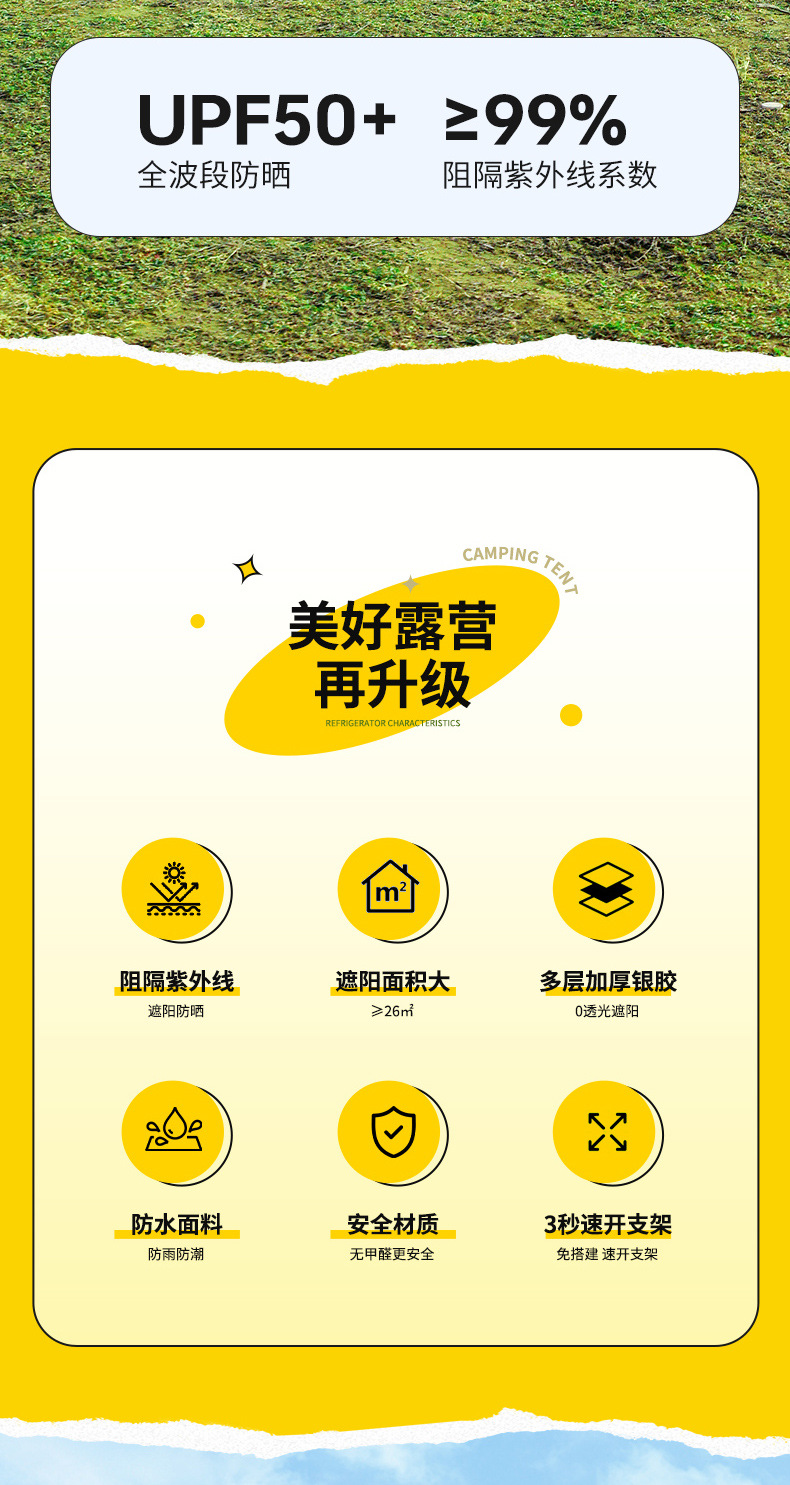 户外露营帐篷折叠便携式全自动遮阳防晒速开帐篷野营野餐露营装备详情3