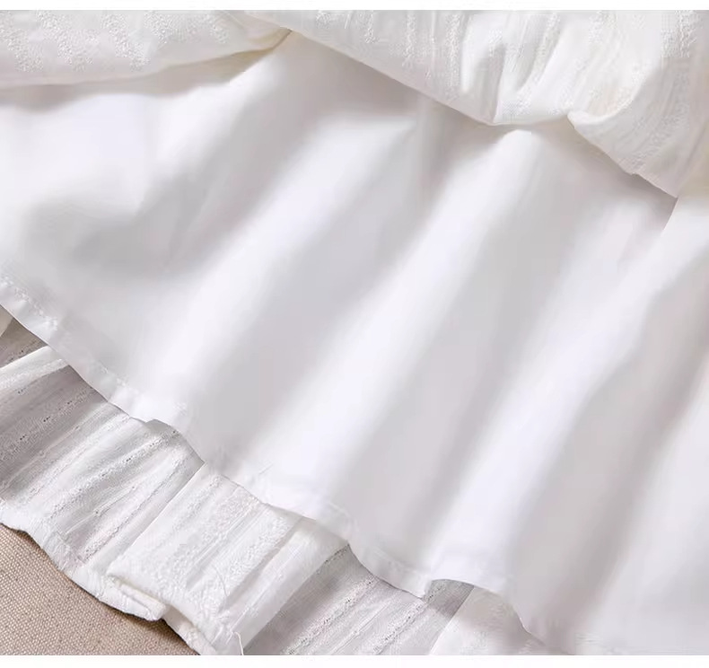 新中式白色泡泡袖衬衫连衣裙子女夏季法式气质小个子收腰甜美短裙详情11