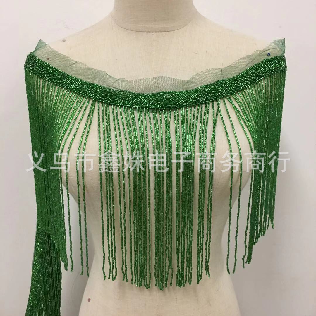 28cm fashionable tube beads, round beads, glass beads, tassels, fringed accessories, suitable for dance costumes pic 4