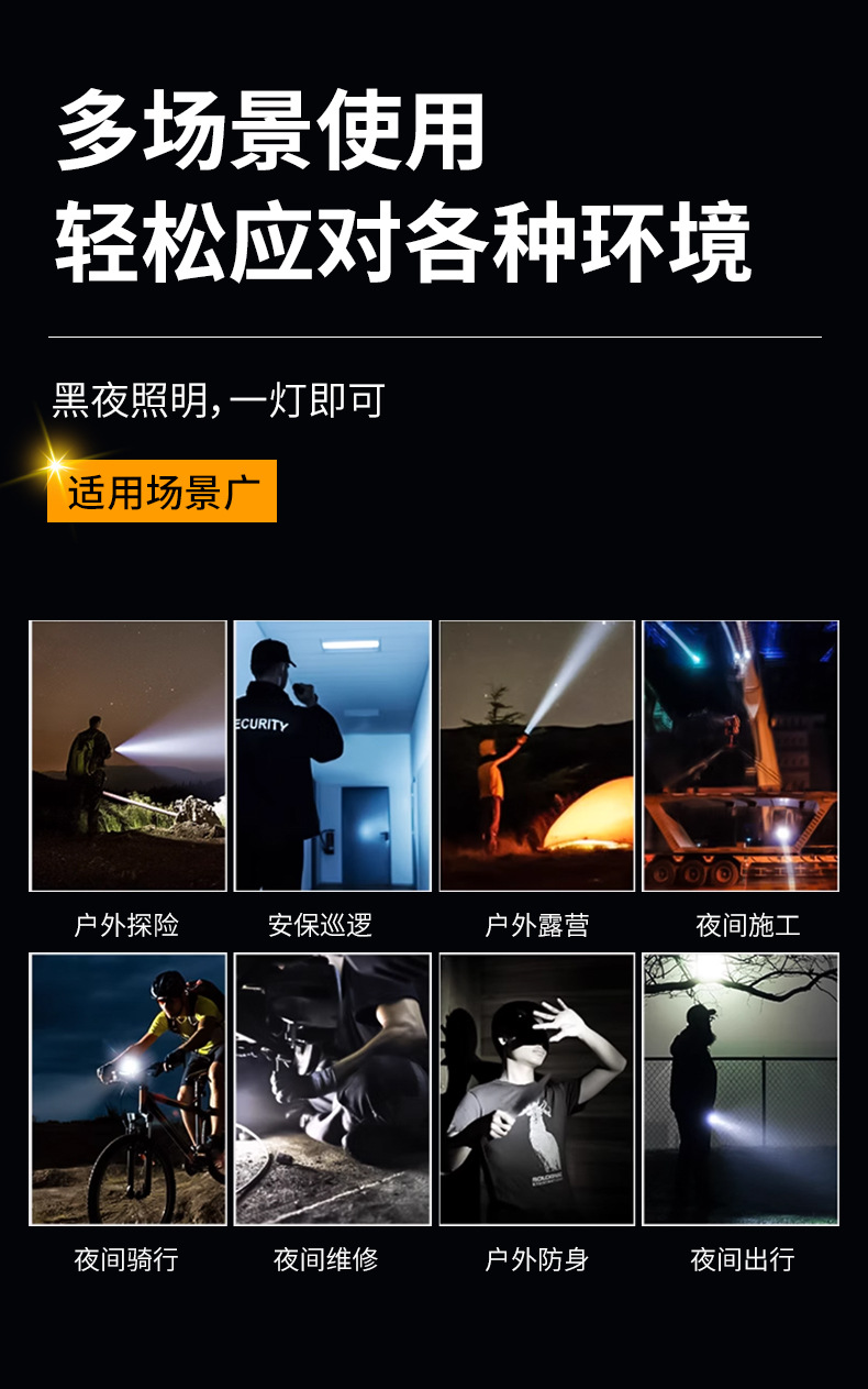 跨境多功能战术手电强光雷射炮户外变焦数显充电白激光灯照明专用灯具详情6