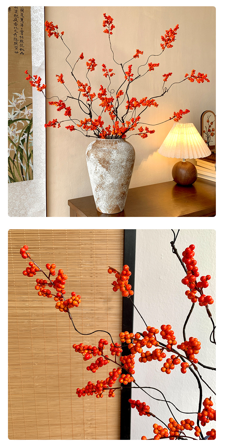 年宵花发财果红果仿真花假花摆设客厅搬家新居礼物结婚装饰品摆件详情13