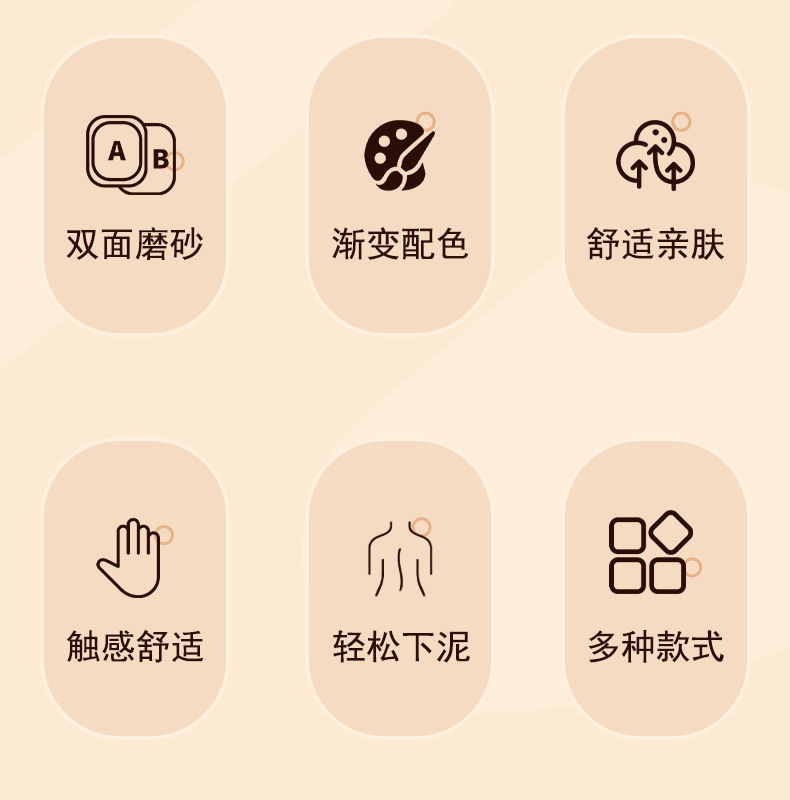 新款彩虹渐变搓澡巾无痛下泥洗澡巾家用搓澡手套高颜值洗澡搓澡巾详情6