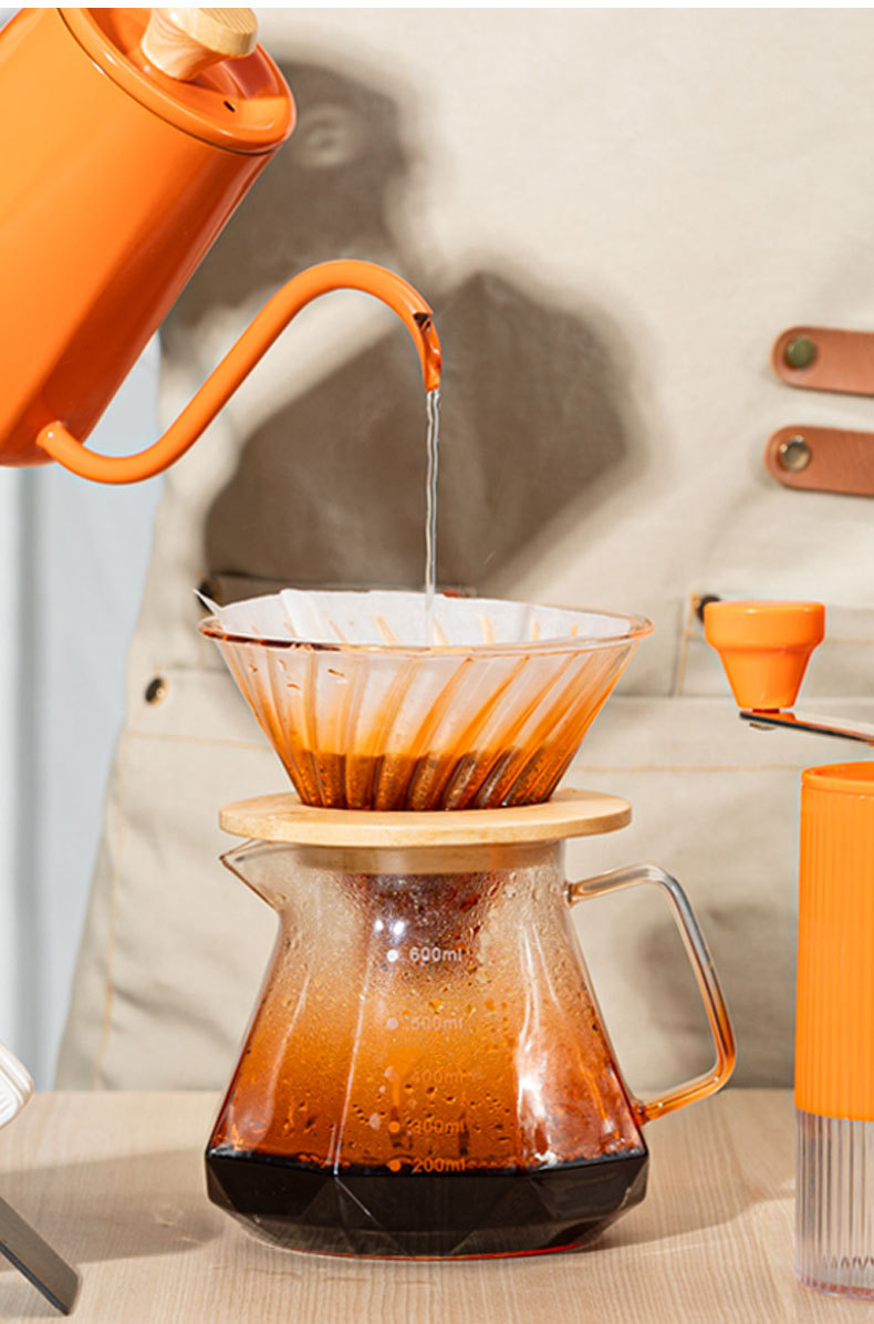 High borosilicate glass V60 hand-brewed coffee filter cup, spiral ribbed flow guide, high flow rate filter cup, gradient drip type pic 10