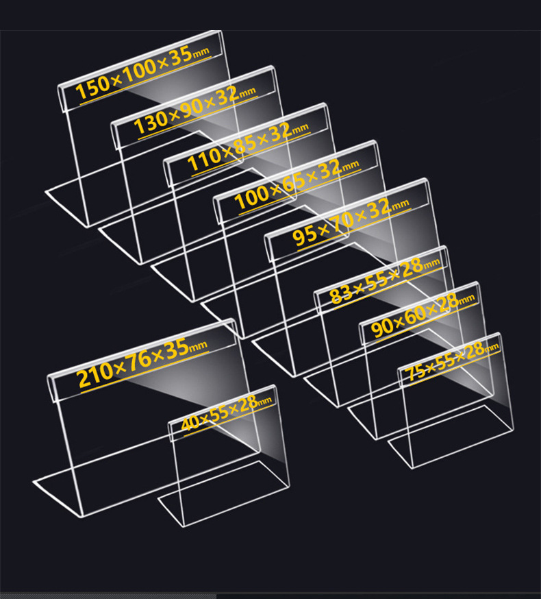 Price tag display board, L-shaped transparent desktop, acrylic table card, price tag, product price display board, customized store product description, display card, tea shop dish price tag, standing counter, sales floor, product identification bracket pic 6