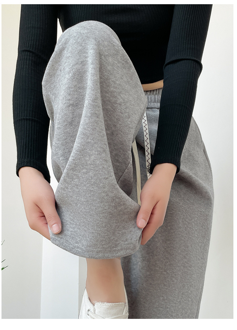 秋季窄版垂感阔腿裤2025宽松休闲冰丝运动裤黑白色裤子新款女详情30