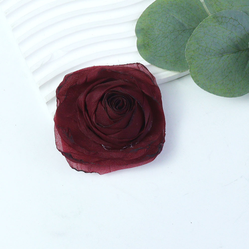 玫瑰花苞烧边花巴洛克颓废风手工布艺纱花服饰头饰辅料配件批发详情3