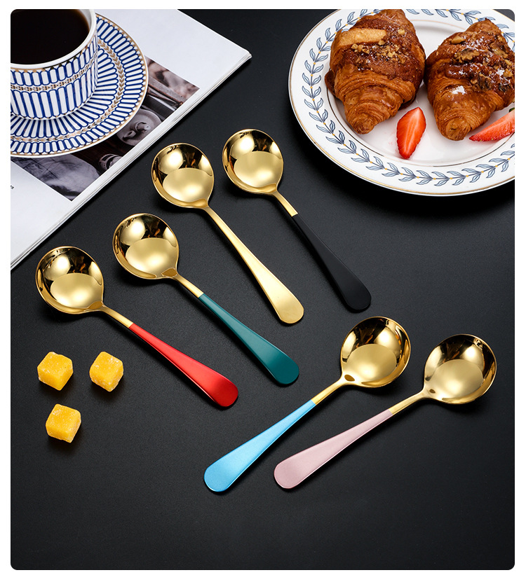 304不锈钢网红勺圆头勺子加厚家用韩式圆勺饭勺调羹汤勺甜品勺详情18