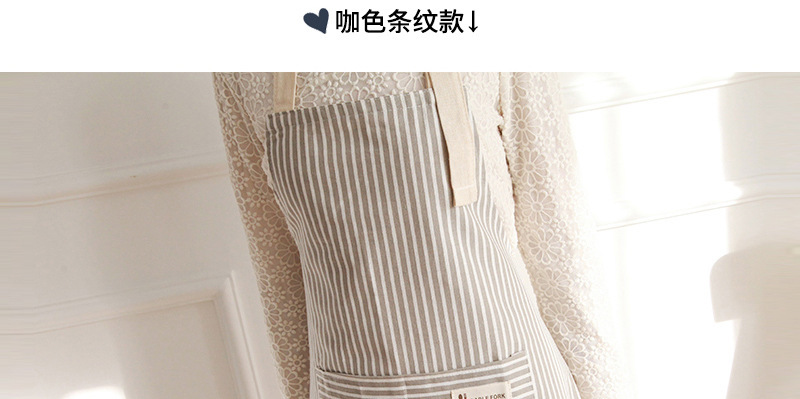 国潮厂家批发广告棉麻条纹围裙时尚家务透气餐厅围腰家用厨房围裙详情6