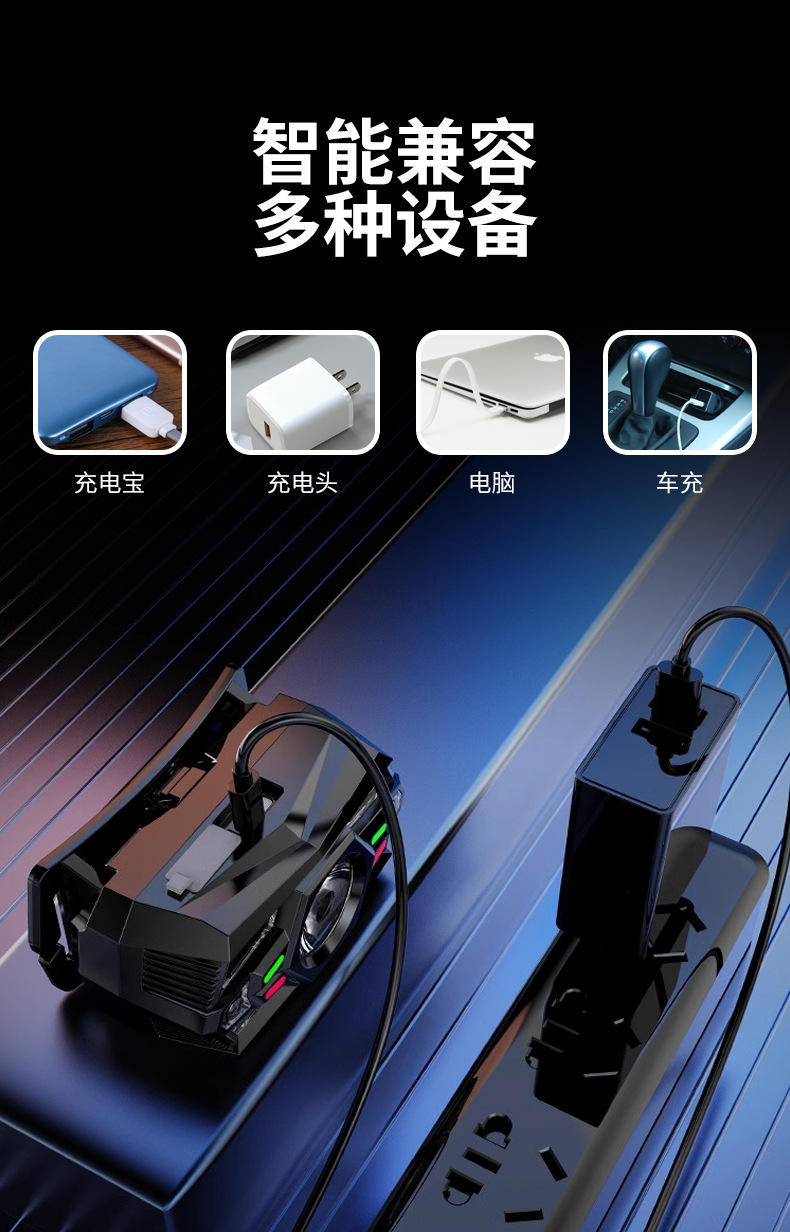 Новые светодиодные фары, которые машутся датчиками на головных фонарях USB, ночью заряжающие головные фонари, поклонники рыболовов, которых вы используете оптом pic 6