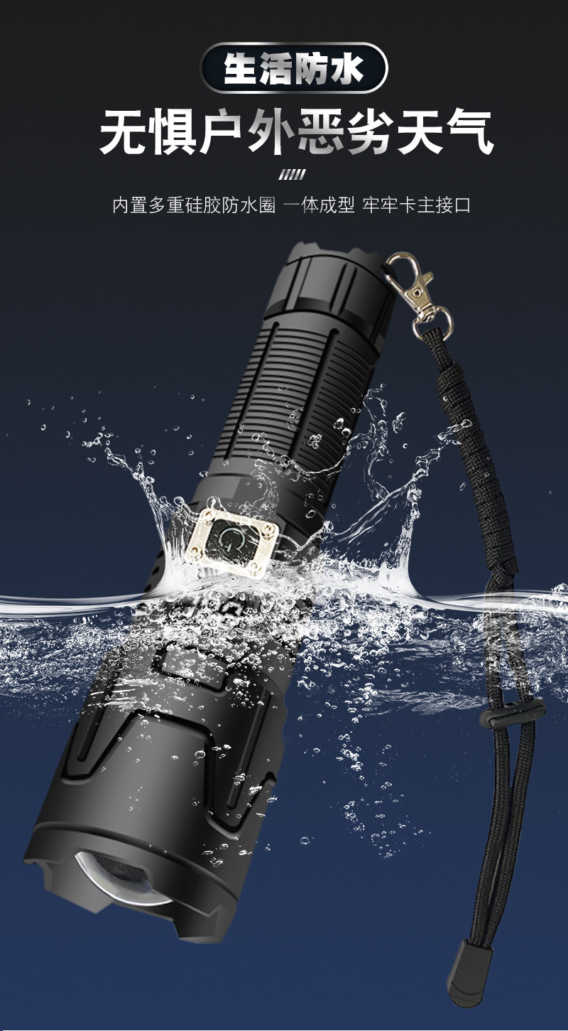 New white laser high-power Type-C charging outdoor zoom long-range screen display LED flashlight pic 12