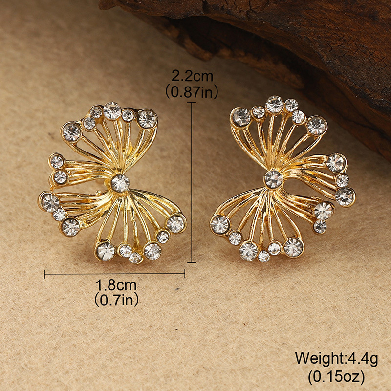 French bow stud earrings with diamond inlays, high-end hollowed-out earrings, feminine charm, individuality, summer light luxury, exquisite and best-selling earrings pic 22