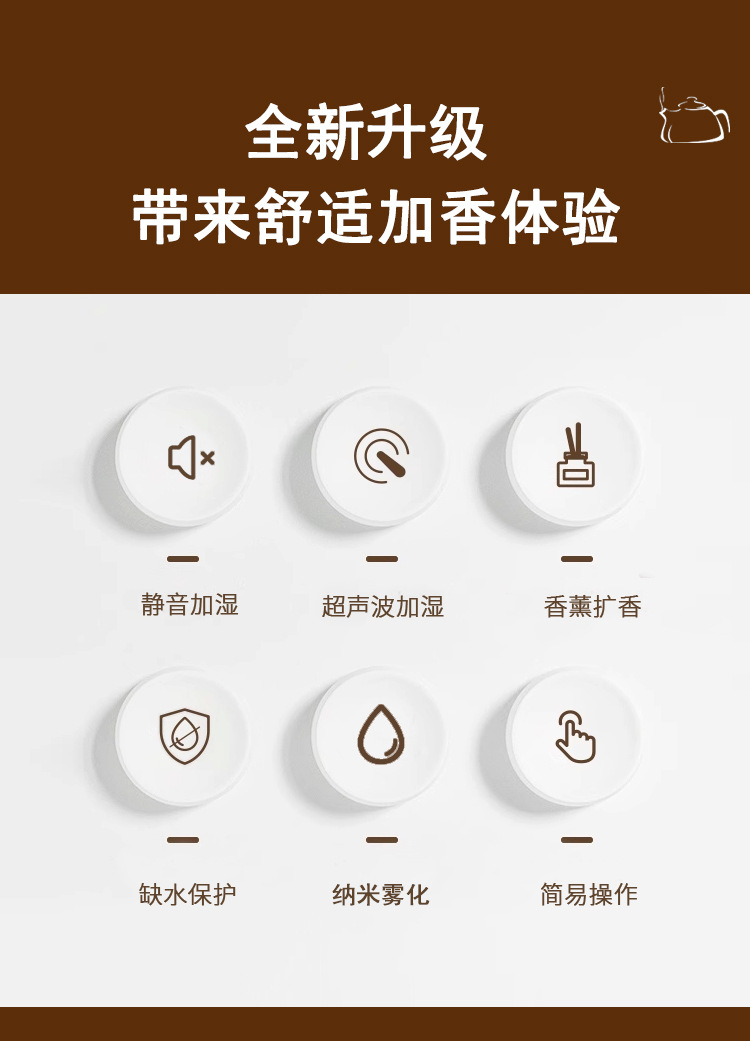2025新款家用茶壶香薰机自动喷香加湿器精油专用静音卧室氛围小型香薰机阿拉伯香薰机详情4
