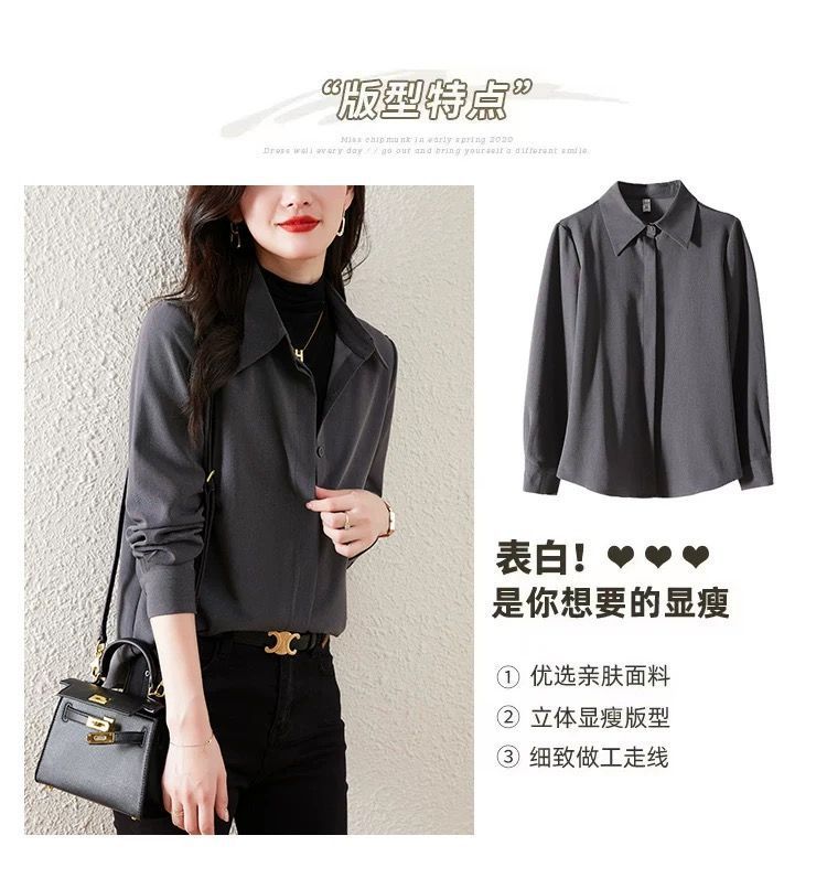 This is a new retro Hong Kong-style high-quality shirt with a thick long-sleeved design and a unique style for women in the autumn and winter of 2025 pic 4